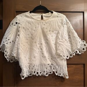 Chic White Eyelet Women's Blouse